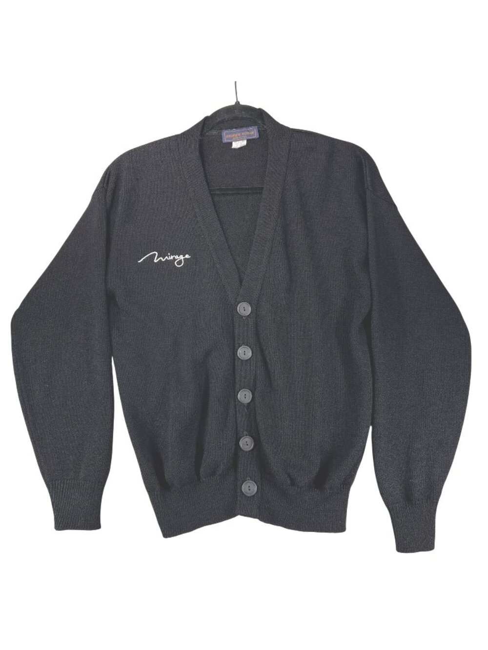 Vtg Andrew Rohan Mirage Black Cardigan Sweater Medium Casino Las Vegas USA